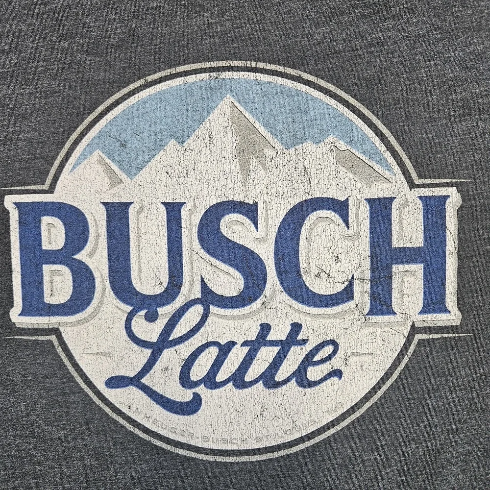 Brew City Busch Latte Graphic T-Shirt Mens XL Charcoal Grey Beer Logo Tee